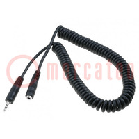 Cable; Jack 3.5mm socket,Jack 3.5mm plug; 3m; black