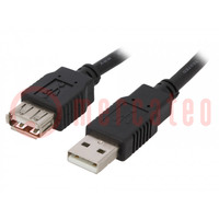 Kabel; USB 2.0; USB-A aansluiting,USB-A-stekker; 3m; zwart