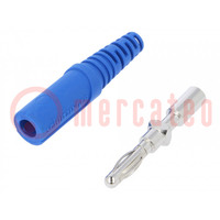 Plug; 4mm banana; 32A; 33VAC; 70VDC; blue; non-insulated; 2.5mm2