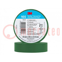 Tape: electro-isolatie; W: 19mm; L: 20m; Thk: 0,152mm; groen; rubber
