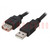 Kábel; USB 2.0; USB A aljzat,USB A dugó; 5m; fekete; Ér: CCA