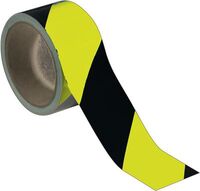 Warnband - Gelb/Schwarz, 5 cm x 15 m, PVC, Für innen, Schraffiert, +60 °C °c