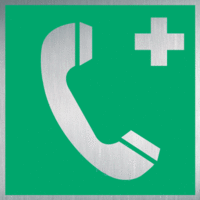 Rettungszeichen-Schild - Notruftelefon, Grün, 20 x 20 cm, Kunststoff, Seton