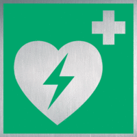 Rettungszeichen-Schild - Automatisierter externer Defibrillator (AED), Grün