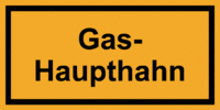 Sicherheitskennzeichung für Gasanlagen - Gas-Haupthahn, Gelb/Schwarz, Folie