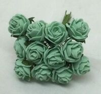 Artificial Colourfast Cottage Rose Bud Bunch, 12 Flowers - 12cm, Mint