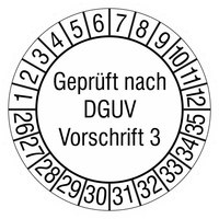 Prüfplakette, Geprüft nach DGUV Vorschrift 3, 500 Stück / Rolle, 3,0 cm, 20-25 Version: 26-35 - Prüfplakette 2026-2035