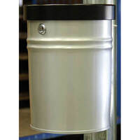 Abfallbehälter TKG selbstlöschend FIRE EX, Wandhalterung, Stahlblech mitbesch. Aluminumdeckel, 16 l, Version: 5 - neusilber