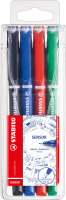 Fineliner STABILO® SENSOR® fine Etui, 0,3 mm, Kunststoffetui mit 4 Stiften