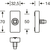 Skizze zu FSB keretes ajtó kilincs rozetta adapter, szögletes, 8 mm, alumínium fekete