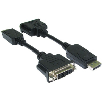 4XEM 4XDPMDVIFA10 video cable adapter 0.25 m DisplayPort DVI-I Black