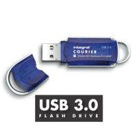 Integral 16GB Courier FIPS 197 Encrypted USB 3.0 pamięć USB USB Typu-A 3.2 Gen 1 (3.1 Gen 1) Niebieski, Srebrny