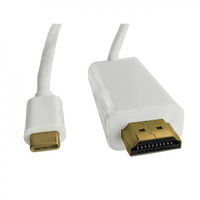 Qoltec 50415 adaptador de cable de vídeo 2 m HDMI tipo A (Estándar) USB Tipo C Blanco