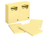 Post-It Notes, 4 in x 6 in, Canary Yellow, Lined, 12 Pads/Pack Jaune 100 feuilles Auto-adhésif