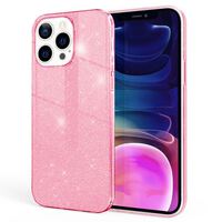 NALIA Robuste Glitzerhülle für iPhone 13 Pro Max, Stoßfeste Glänzende Glitzer Schutzhülle Verstärkte Silikonhülle Pink