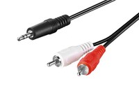 Audio Adapterkabel AUX, 3,5 mm Klinke zu Stereo Cinch-Stecker, CU, 5 m, Schwarz - Klinke 3,5 mm Stec
