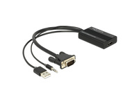 Adapter mit Audio, VGA zu HDMI, schwarz, 0,25m, Delock® [62597]