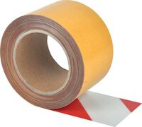 Bodenmarkierbänder - Rot/Weiß, 7.5 cm x 10 m, PVC, Selbstklebend, Für innen