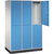 Armario guardarropa de acero de dos pisos INTRO, A x P 1220 x 600 mm, 6 compartimentos, cuerpo gris luminoso, puertas en azul luminoso.
