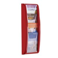 Wall mounted coloured leaflet dispensers - 4 x A5 pockets, red
