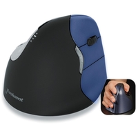 Evoluent VerticalMouse 4 Wireless, für Rechtshänder, USB, schwarz/Blau