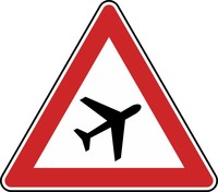 Verkehrszeichen VZ 101-20 Flugbetrieb, Aufstellung links, SL 1260, 3mm flach, RA 2