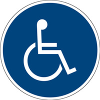 Gebotszeichen "Für Rollstuhlfahrer" [GBP15], Folie (0,1 mm), 200 mm, Bewährte Praxis, selbstklebend