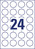 Achteckige Etiketten, ablösbar, A4, 40,8 x 40,3 mm, 10 Bogen/240 Etiketten, weiß