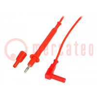 Test lead; 20A; probe tip,banana plug 4mm; with protection; red