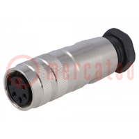 Connector: M16; plug; female; soldering; for cable; PIN: 5; 6A; 250V
