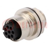 Connector: rond; contact; vrouwelijk; PIN: 8; contactloos; 10A; 277V