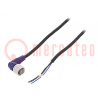 Connection lead; M12; PIN: 4; angled; 5m; plug; 0.8A; -10÷65°C; PVC