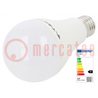 LED lámpa; meleg fehér; E27; 220/240VAC; 1521lm; P: 17W; 200°; 3000K