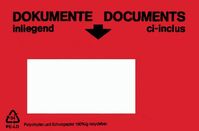 Dokumententasche mit Fenster - Rot, 11 x 22 cm, Polyethylen, Selbstklebend