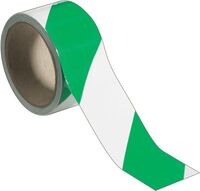 Warnband - Grün/Weiß, 5 cm x 15 m, PVC, Für innen, Schraffiert, +60 °C °c