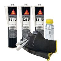 Produktbild zu Sikaflex 521 UV schwarz 3x 300ml + Aktivator 205 + 5 Düsenspitzen