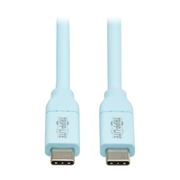 Tripp Lite U040AB-006CS5LB Safe-IT USB-C Cable (M/M), Antibacterial, Ultra Flexible, 240W PD Charging, Light Blue, 6 ft. (1.8 m)