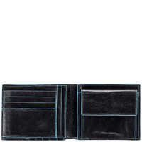 Piquadro PU1240B2/N portafoglio, portacarte e portadocumenti da viaggio Nero, Blu Pelle, Poliestere