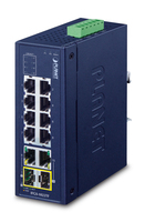 PLANET Industrial 8-Port 10/100TX + Beállítást nem igénylő (unmanaged) Fast Ethernet (10/100) Kék