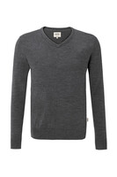 V-Pullover Merino-Wolle, anthrazit meliert, L - anthrazit meliert | L: Detailansicht 1