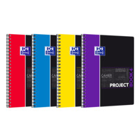 Oxford Studium A4+ Polypropylen doppelspiralgebundenes Projectbook, 5 mm kariert, 100 Blatt, sortierte Farben, SCRIBZEE® kompatibel