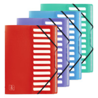 ELBA Ordnungsmappe "2nd Life", DIN A4, 12 Taben, mit Inhaltsschild aus festem Papier, Eckspannerverschluss, sortiert vier Farben (transluzent, blau, lila, grün)
