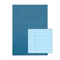 Rhino A4 Special Exercise Book 48 Page Ruled Wide 12mm Feint Lines And Margin F12M Light Blue with Tinted Blue Paper (Pack 10) - EX681111B-8