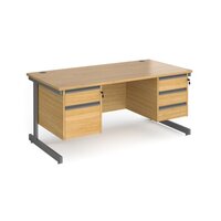Contract 25 straight desk with 2 and 3 drawer pedestals and graphite cantilever