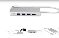 LMP USB-C HUB 7 port USB-A (4) & USB-C (3) hub with external power supply (36W) - Silver - 2 pin EU Wall charger P/N 22700KEYInterface Hubs