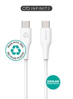 INFINITE USB-C Cable 1m White. Recycled Plastic. USB 2.0. Supports 480 Mbps data ~ 5V/2.4A charging USB-C Kabel