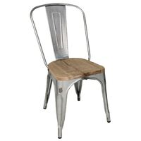 Bolero Bistro Side Chairs - Steel & Ash Wood - Stackable - Pack of 4