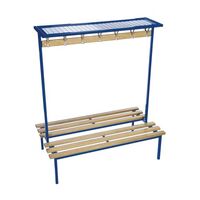Evolve duo bench with mesh top shelf 3000 x 800mm 28 hooks - 3 uprights - blue