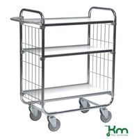 Kongamek order picking trolleys with adjustable shelves and mesh ends