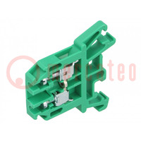 Splice terminal: rail; 0.5÷2.5mm2; ways: 1; terminals: 2; green